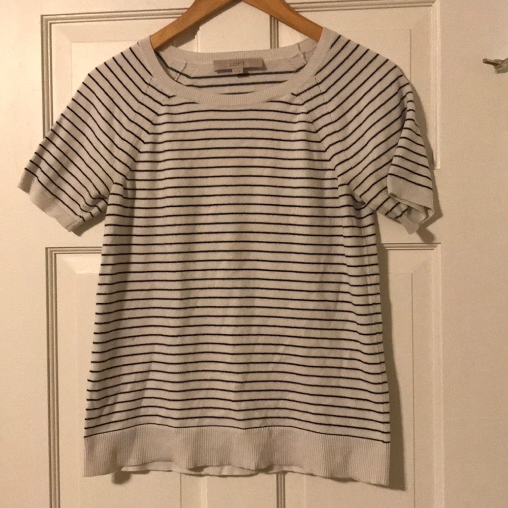 Striped shirt sleeve sweater